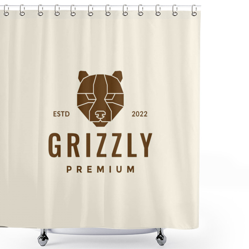 Personality  Polygon Head Bear Grizzly Logo Design Vector Graphic Symbol Icon Illustration Creative Idea Shower Curtains