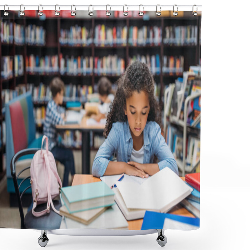 Personality  Schoolgirl Reading Book In Library Shower Curtains