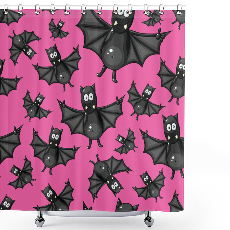 Personality  Seamless Pattern With Funny Cartoon Bats Shower Curtains