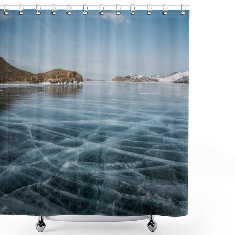 Personality  Frozen River And Mountains Shower Curtains