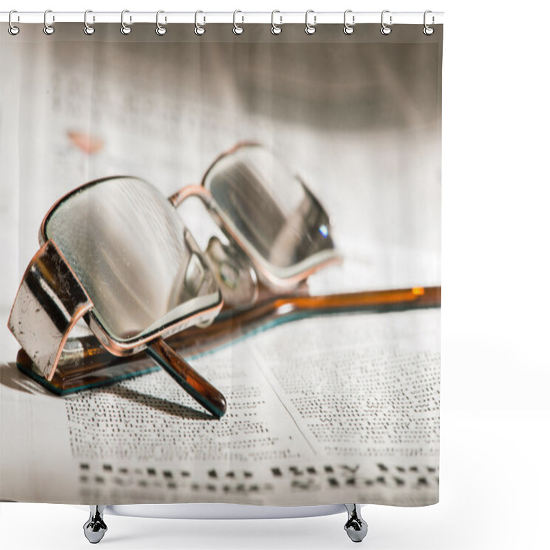 Personality  Glasses On Newspaper Shower Curtains