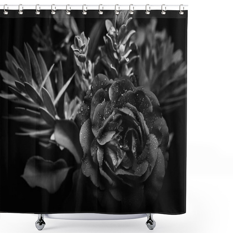 Personality  Black And White Bouquet Studio Backdrop Shot Shower Curtains