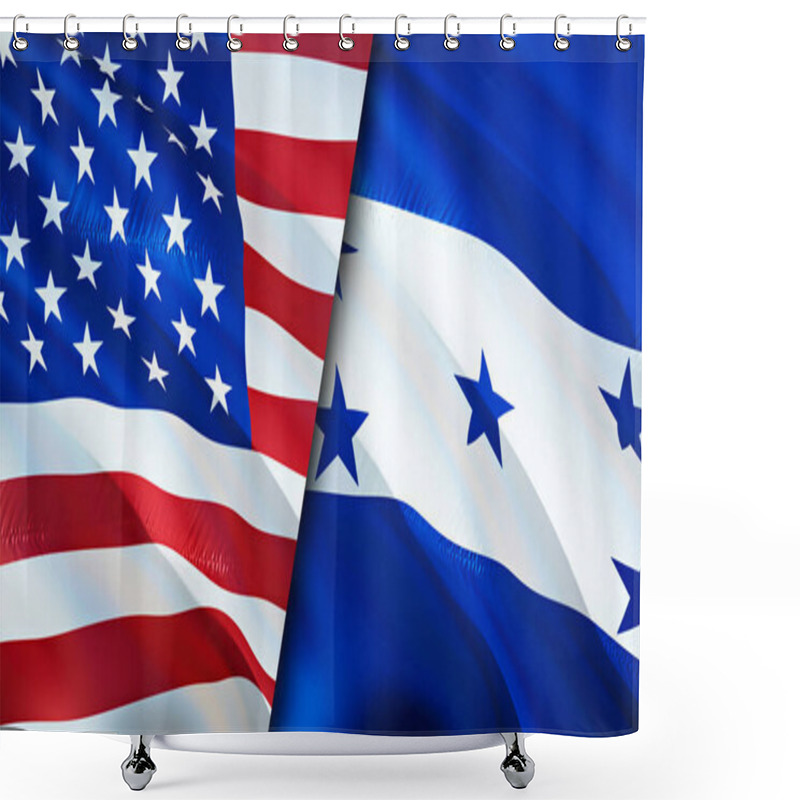 Personality  USA And Honduras Flags. 3D Waving Flag Design. USA Honduras Flag, Picture, Wallpaper. USA Vs Honduras Image,3D Rendering. USA Honduras Relations Alliance And Trade,travel,tourism Concep Shower Curtains