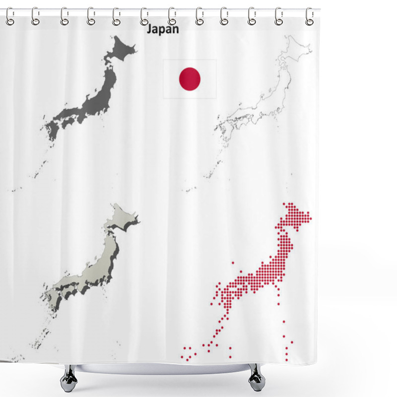 Personality  Japan Outline Map Set Shower Curtains