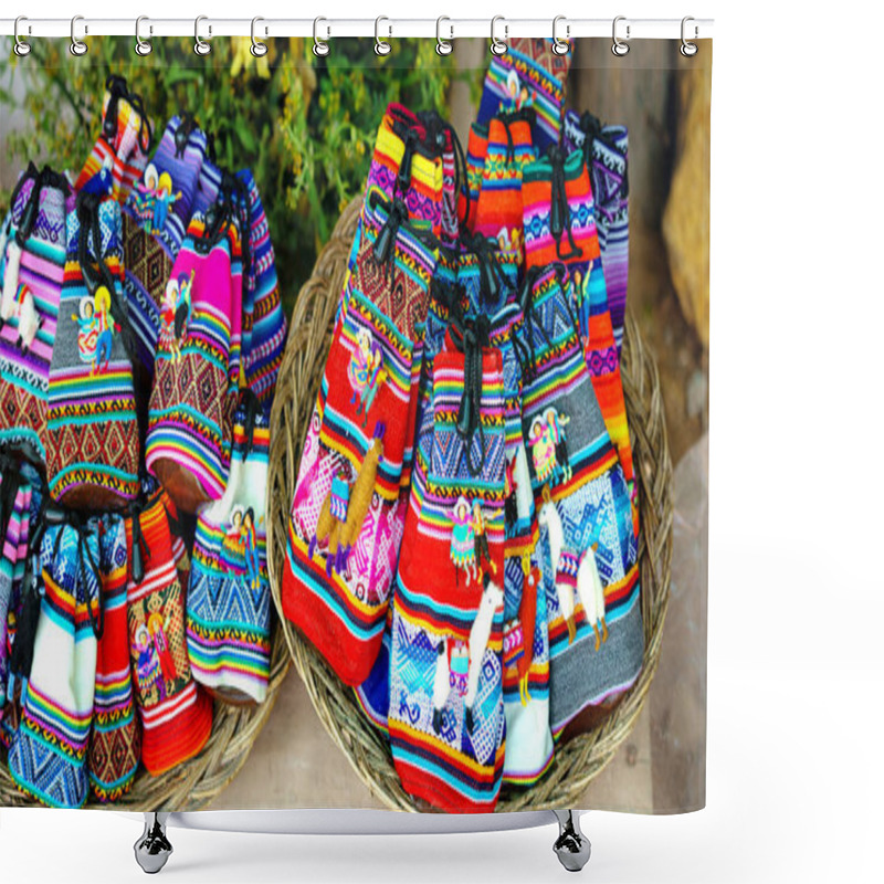 Personality  Peruvian Dolls Sale In Souvenir Shop Of Cusco, Peru. Handmade. Shower Curtains