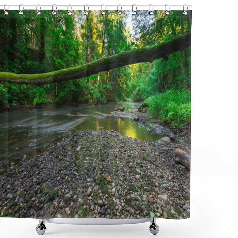 Personality  Beautiful Landscape With Summertime Forest And River Shower Curtains