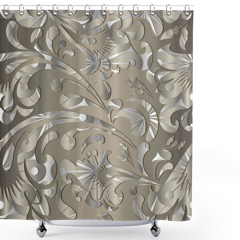 Personality  Vector Ornamental 3d Paisley Seamless Pattern.  Shower Curtains