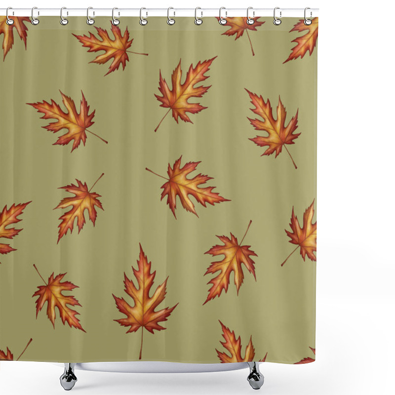 Personality  Seamless Pattern With Leaves. Autumn Background Shower Curtains