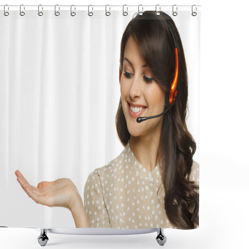 Personality  Woman In Headset Shower Curtains