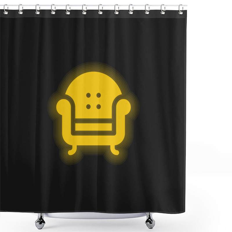 Personality  Armchair Yellow Glowing Neon Icon Shower Curtains