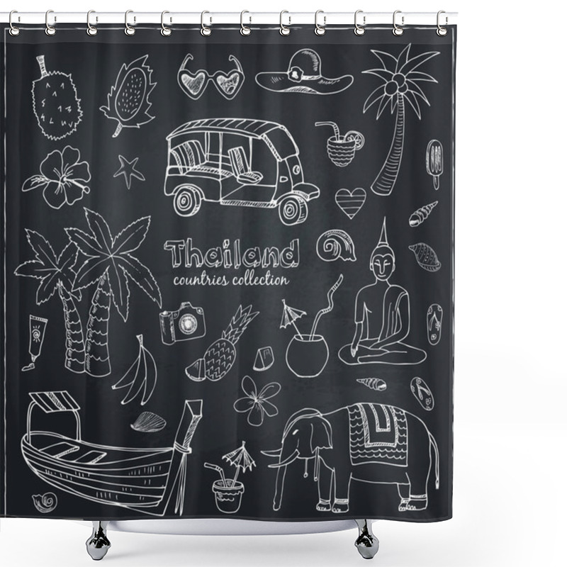 Personality  Hand Drawn Doodle Thailand Travel Set. Shower Curtains