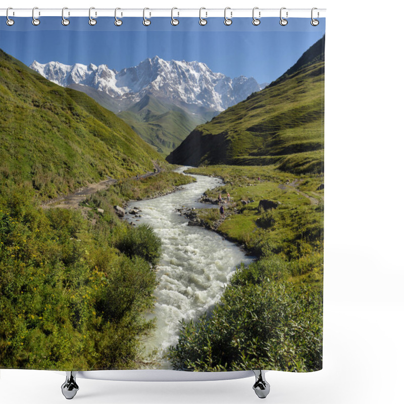 Personality  Landscape With Caucasus Shkhara Mountain In The Upper Svaneti Re Shower Curtains