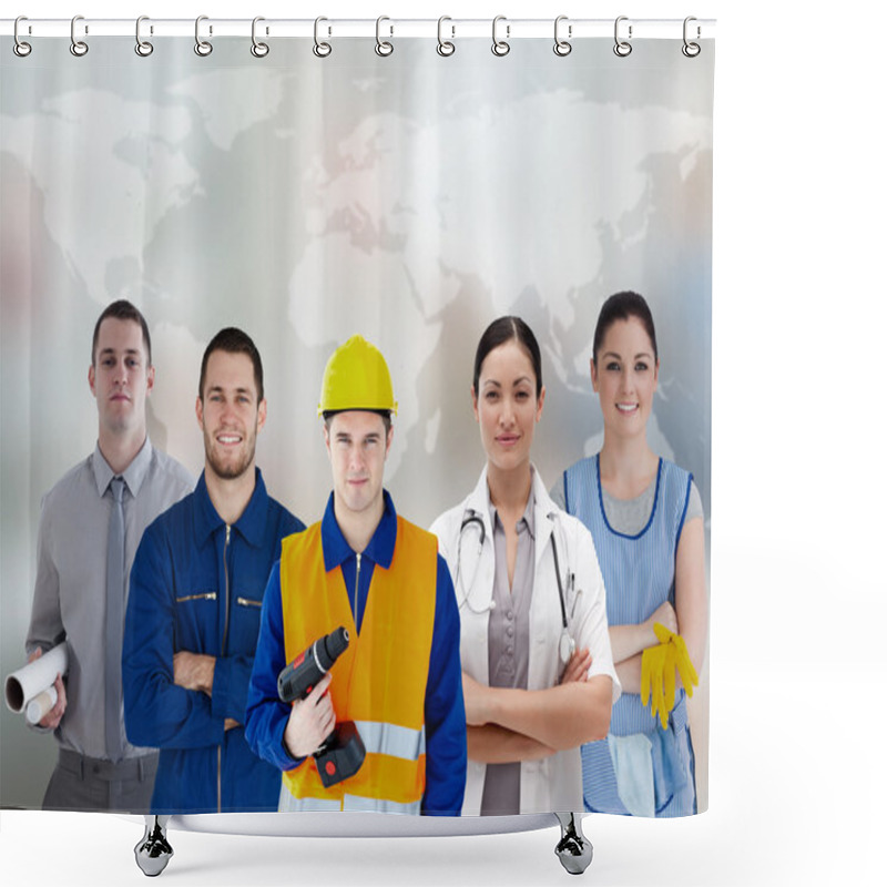 Personality  Five Workers Of Different Industries Shower Curtains