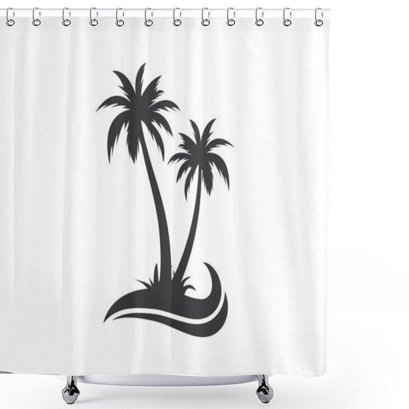 Personality  Palm Tree Icon Of Summer And Travel Logo Vector Illustration Shower Curtains