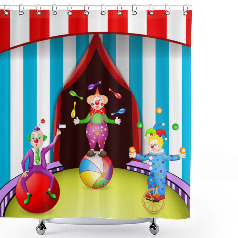 Personality  Funny Clowns At The Circus Festival Shower Curtains