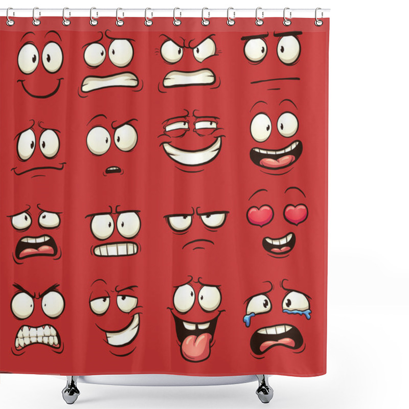 Personality  Funny Cartoon Faces Shower Curtains