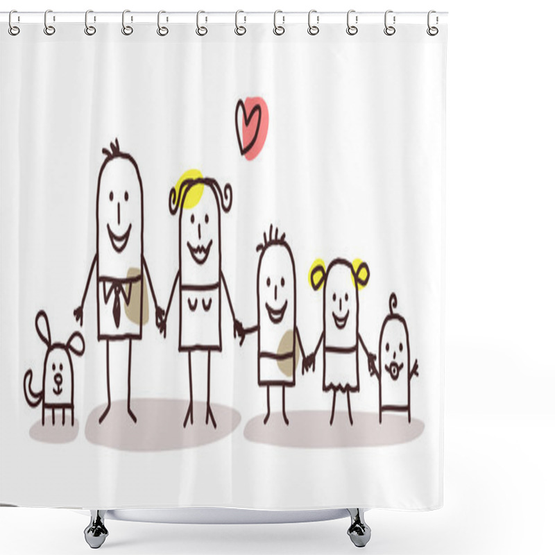 Personality  Hand Drawn Cartoon Family Shower Curtains