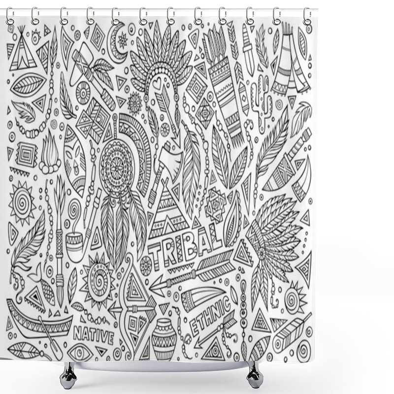 Personality  Tribal Native Set Of Symbols Shower Curtains