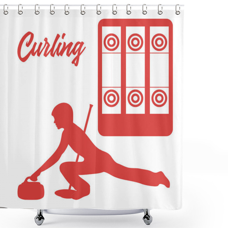 Personality  Playground For Curling, Broom, Stone And Athlete. Shower Curtains