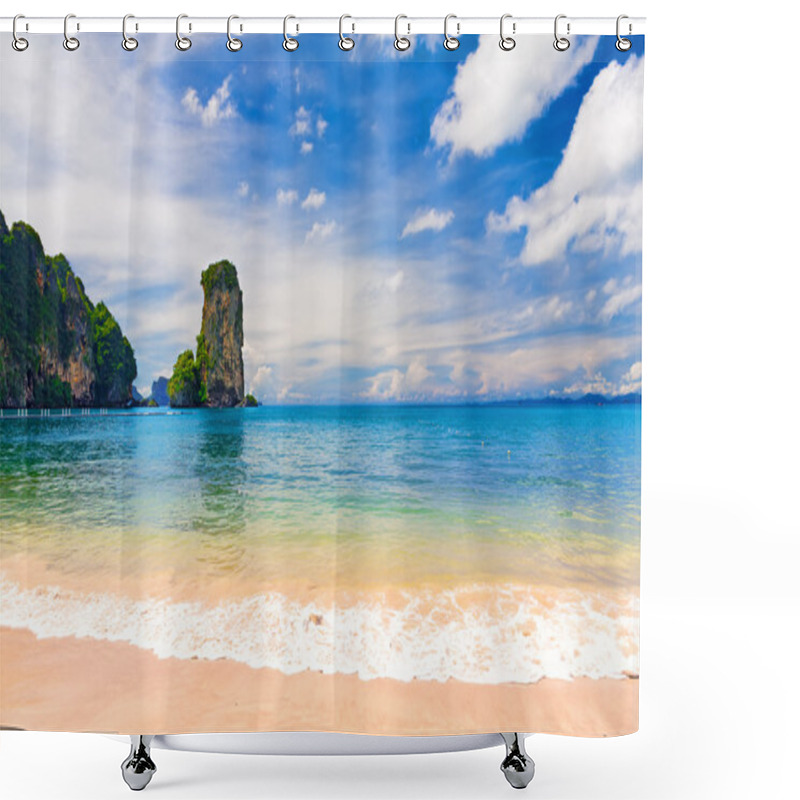 Personality  Beautiful Landscape With Rocks And Sea In Krabi Shower Curtains