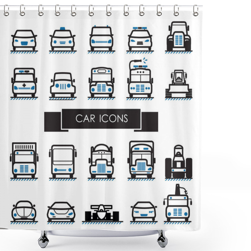 Personality  Set Of Car Icons, Design Vector Illustration Shower Curtains