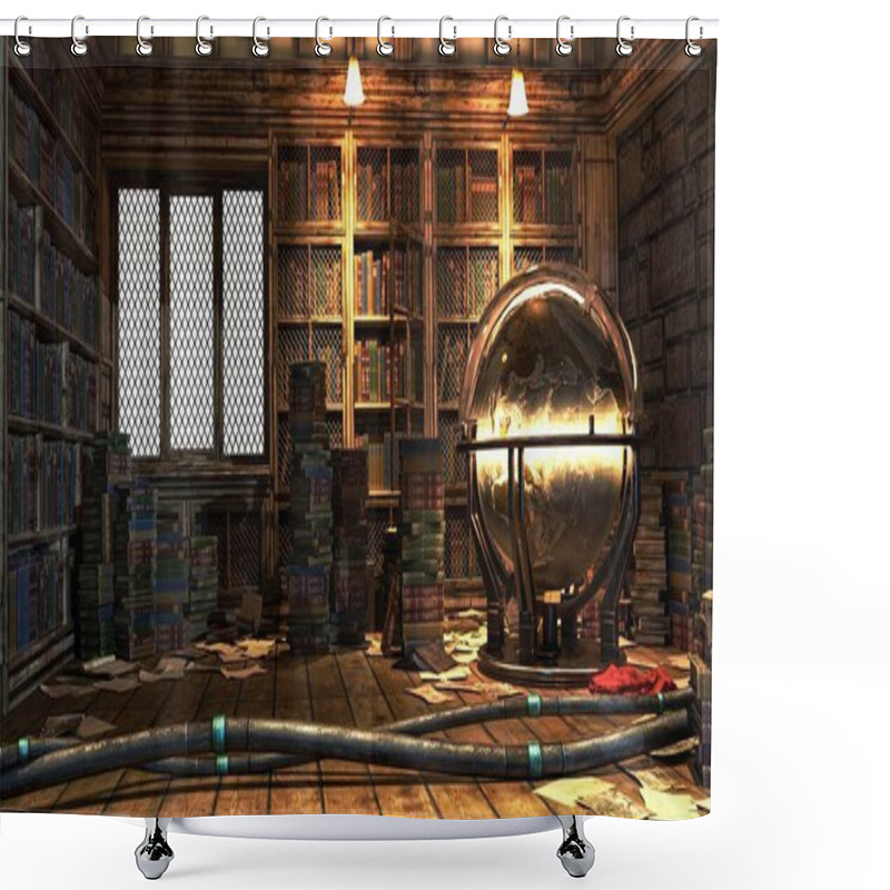 Personality  Academy Building Library Fantasy Architecture, 3D Illustration, 3D Rendering Shower Curtains