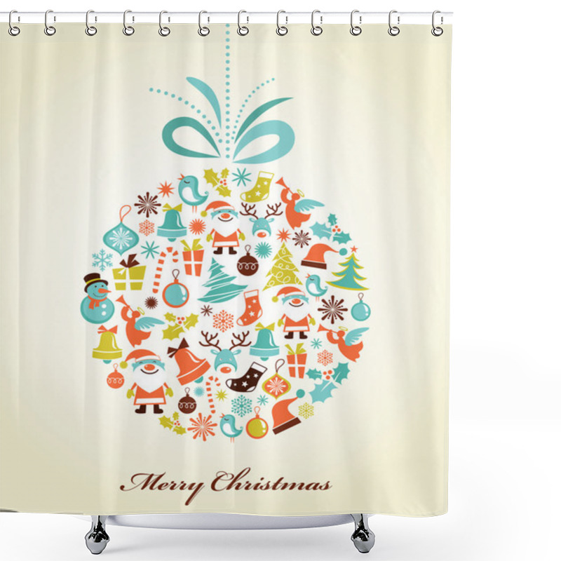 Personality  Retro Christmas Background With The Xmas Ball Shower Curtains