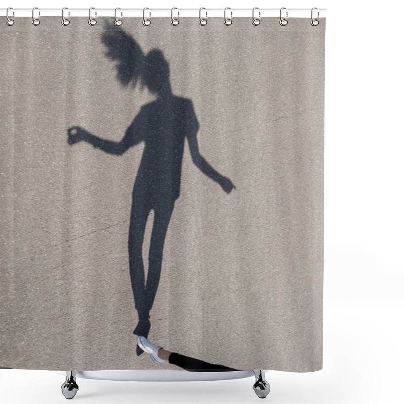 Personality  Photo Of Shadow Of Girl Dancing At Street Shower Curtains