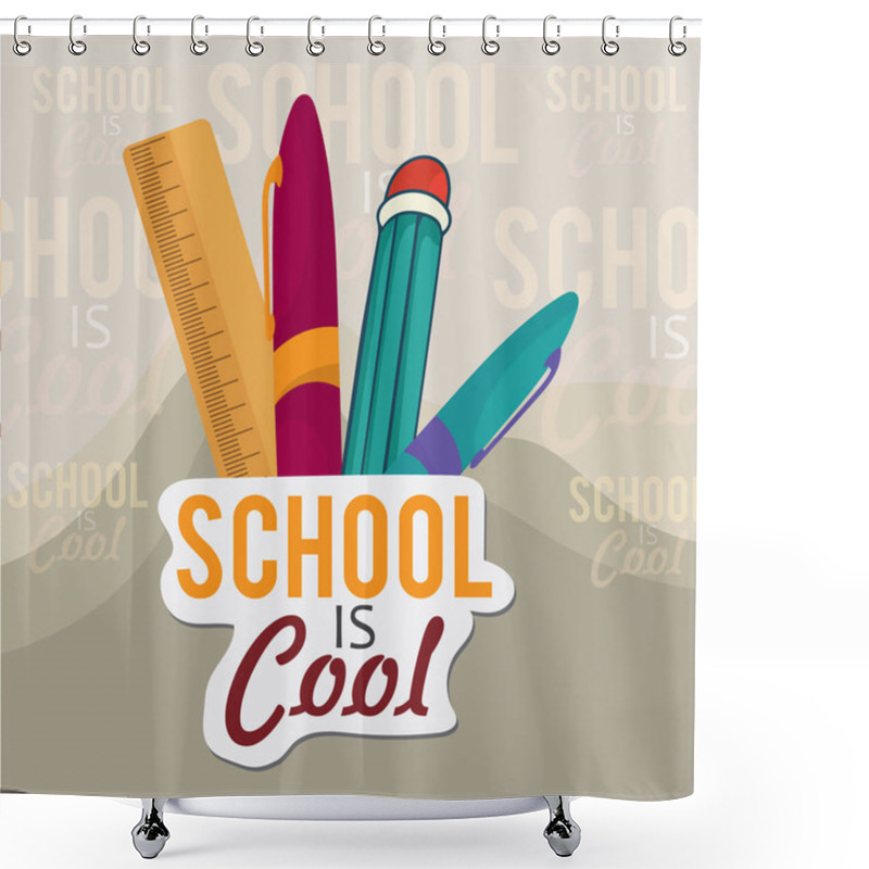 Personality  School Is Cool, Stylized Vector Illustration Shower Curtains