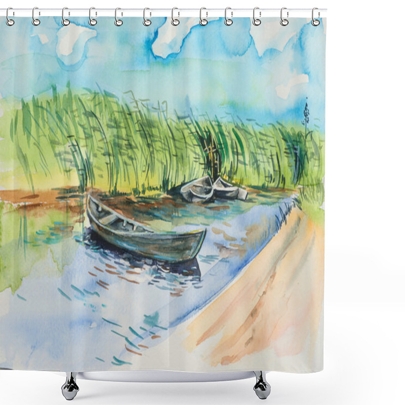 Personality  Boats On The River Shower Curtains