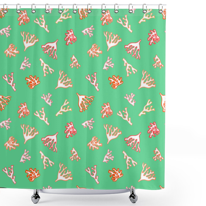 Personality  Nautical Pattern With Small Red Corals Shower Curtains