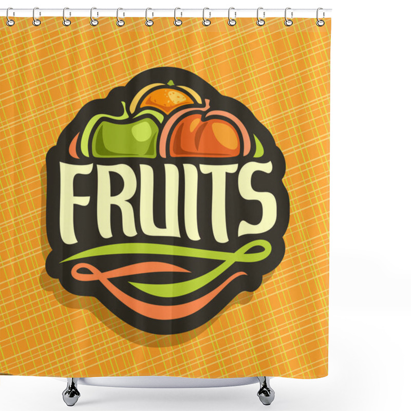 Personality  Vector Logo For Set Fresh Fruits. Shower Curtains