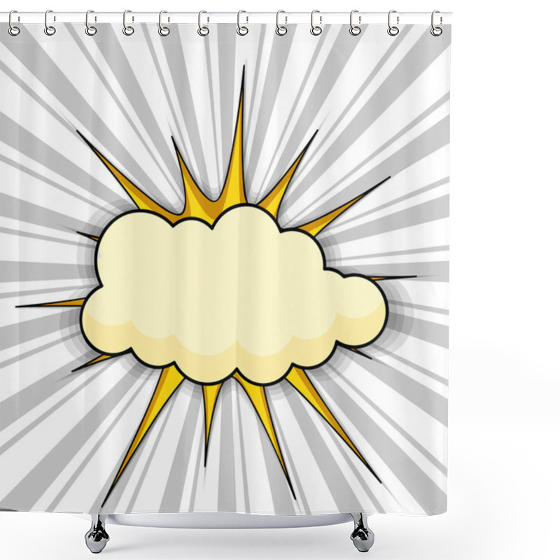 Personality  Retro Comic Sunburst Cloud Banner Shower Curtains