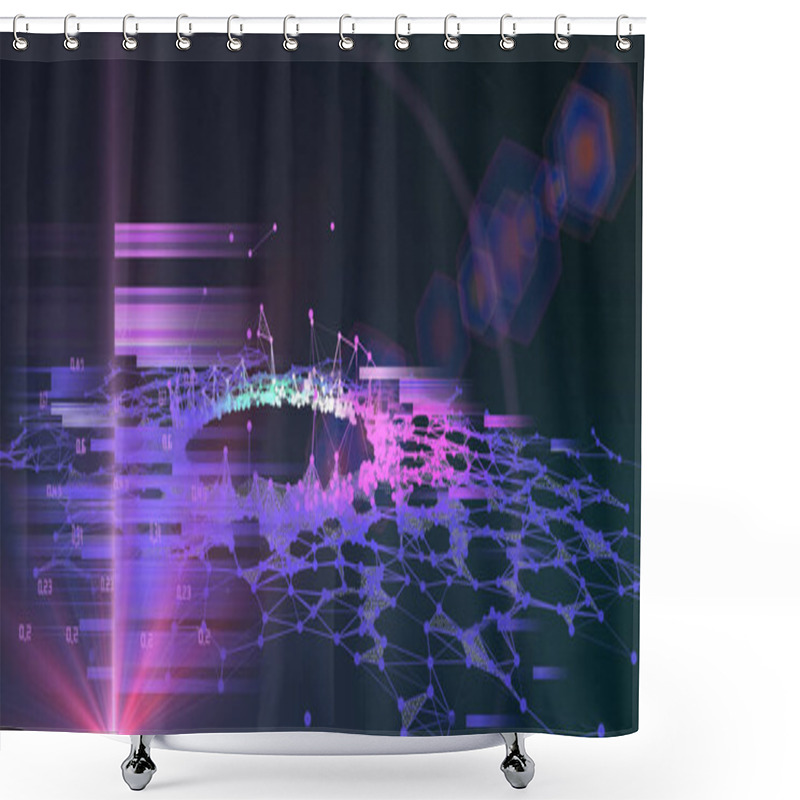 Personality  Artificial Intelligence. Abstract Polygonal Concept Of Decision Making Analysis Data. Big Data.  Business And Science Futuristic Dark Background. Shower Curtains