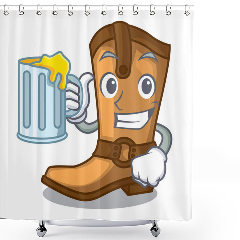 Personality  With Juice Old Cowboy Boots In Shape Character Vector Illustration Shower Curtains