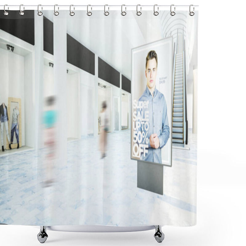 Personality  Advertising Fashion Sale On Shopping Mall 3d Rendering Shower Curtains