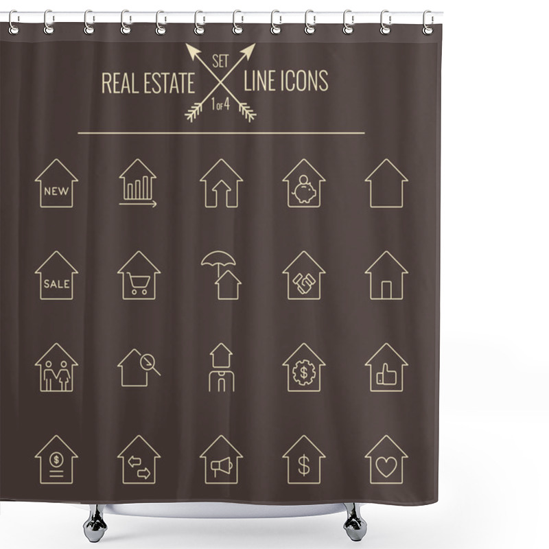 Personality  Real Estate Icon Set. Shower Curtains