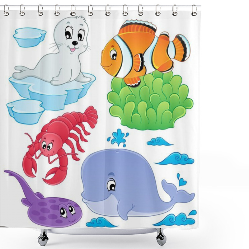 Personality  Sea Fishes And Animals Collection 5 Shower Curtains