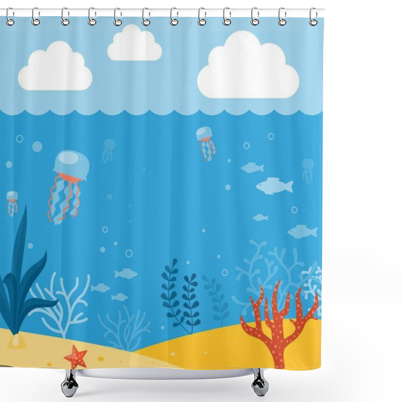 Personality  Underwater Background. Background With Marine Animals. Summer Background Shower Curtains