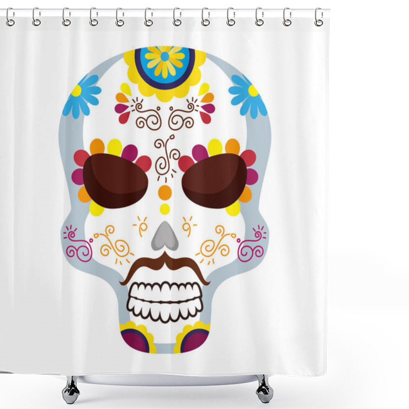 Personality  Mask Of The Santa Death Vector Illustration Design Shower Curtains