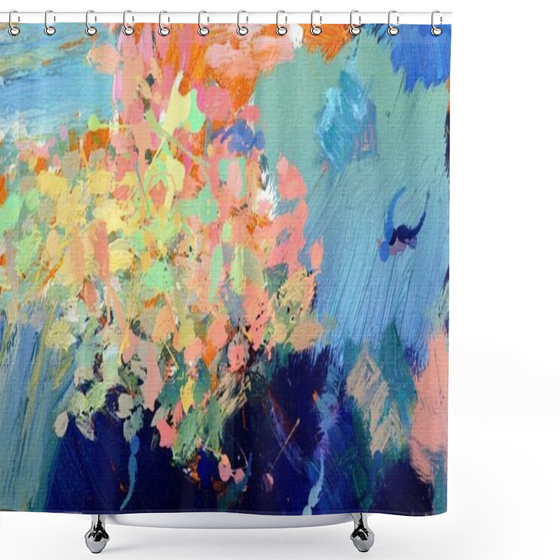 Personality  Abstract Psychedelic Grunge Background Graphic Stylization On A Textured Canvas Of Chaotic Blurry Strokes And Strokes Of Paint. Shower Curtains