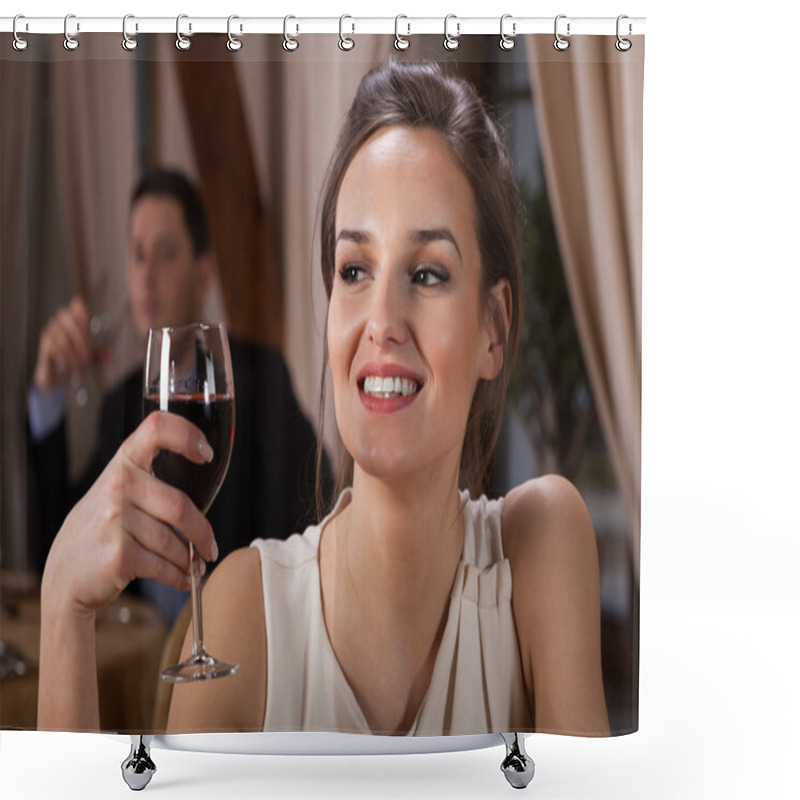 Personality  Woman Drinking Wine Shower Curtains