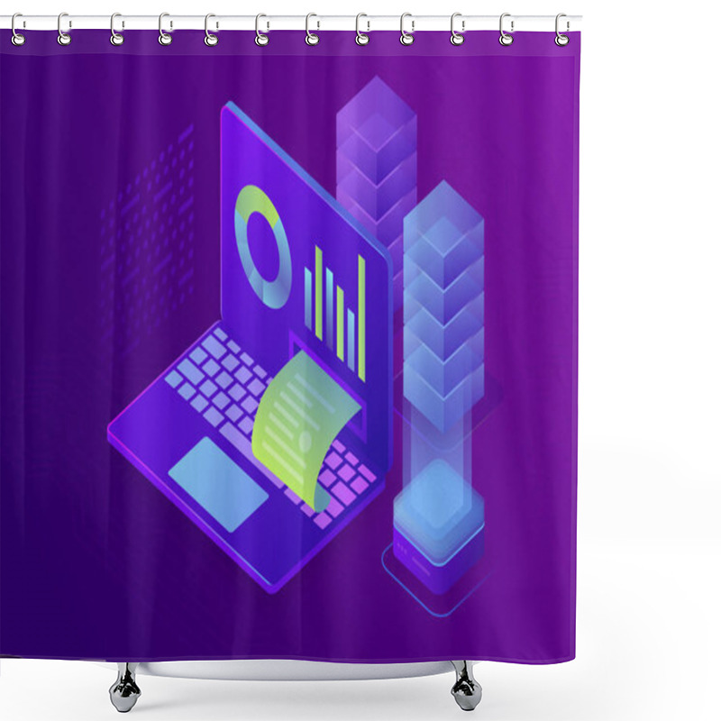 Personality  Concept Business Analytics, Strategy Of Data Financial Graphs Or Diagrams. Financial Review, Analysis Data And Investment. 3d Isometric Illustration. Shower Curtains