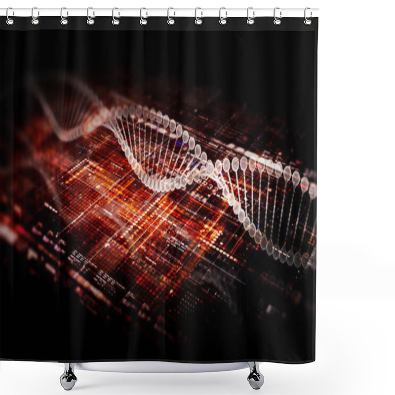 Personality  3d Rendering, Futuristic Holographic Advance Biomedical DNA Sequence Analysis Diagnostic Head Up Display For Background Computer Screen Display Shower Curtains