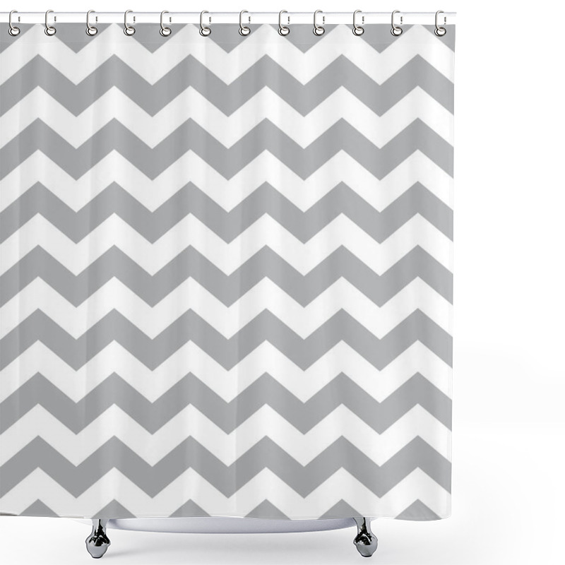 Personality  Simple Chevron Seamless Pattern In White And Grey. Zig Zag Stripes Design For Paper Or Fabric. Shower Curtains