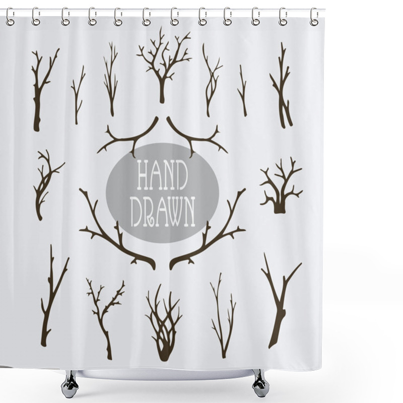 Personality  Hand Drawn Branches And Trees Shower Curtains