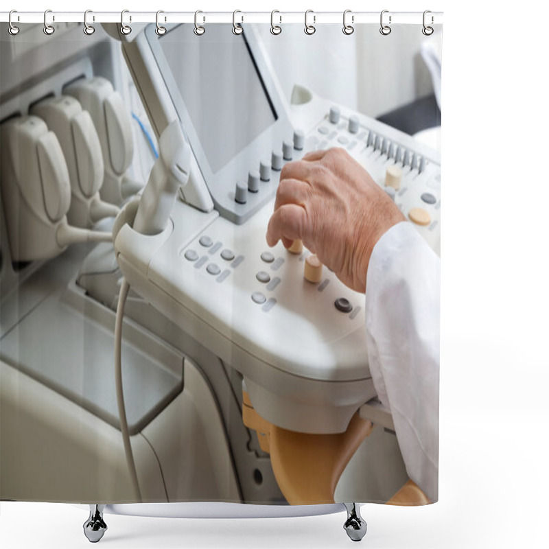 Personality  Radiologist Operating Ultrasonic Machine Shower Curtains