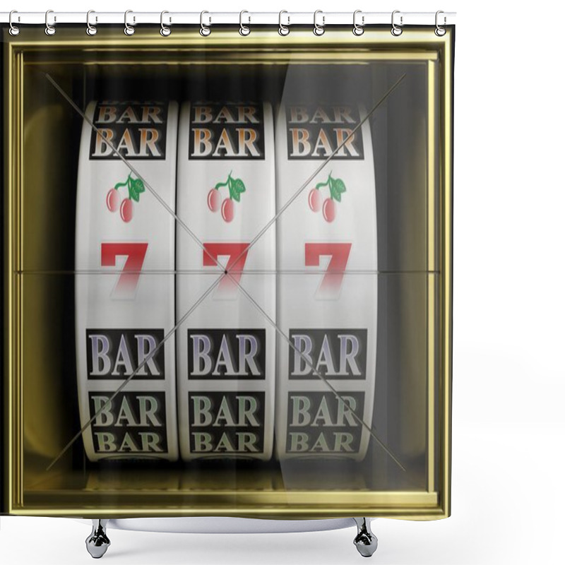 Personality  Slot Fruit Machine With 777 And Cherries Winning Shower Curtains