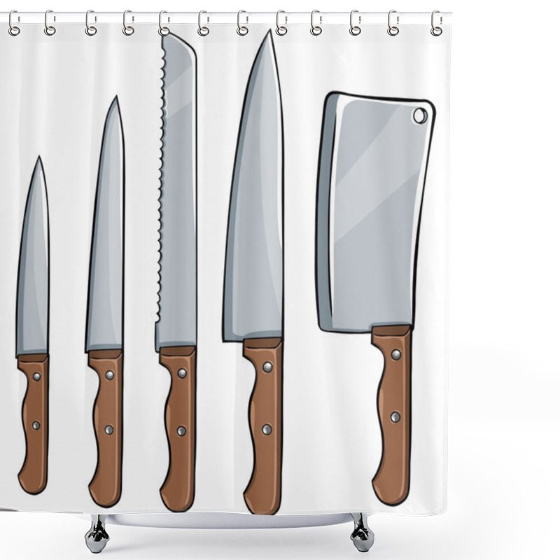 Personality  Vector Set Of Kitchen Knives Shower Curtains