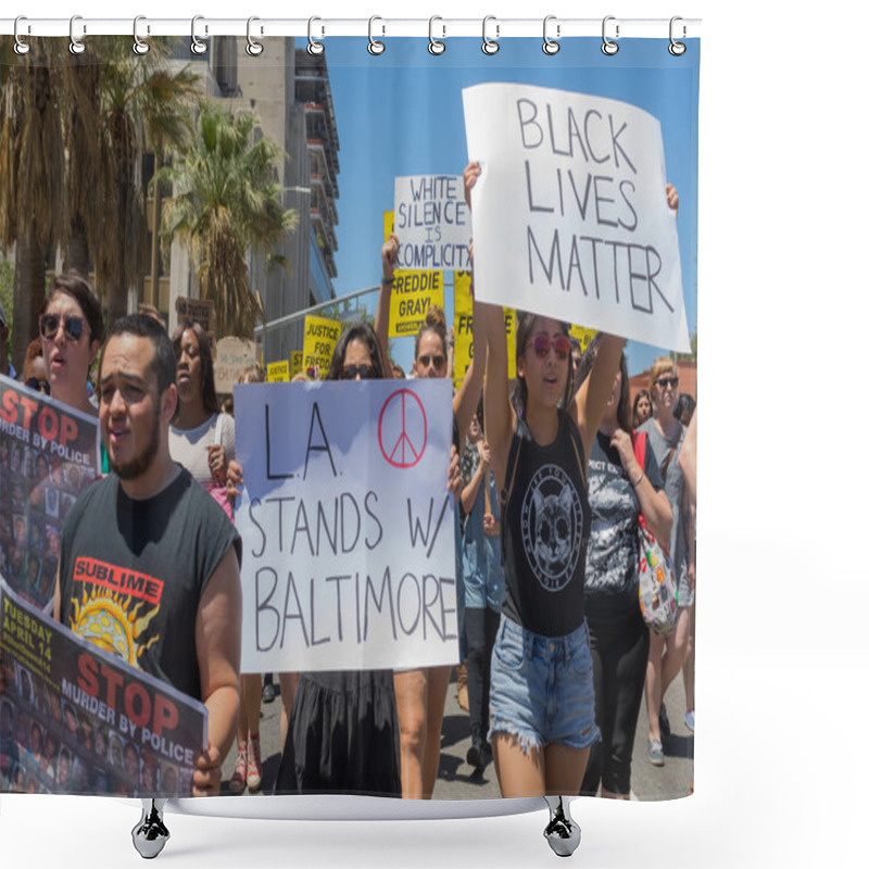 Personality  Woman Holding Sign Shower Curtains